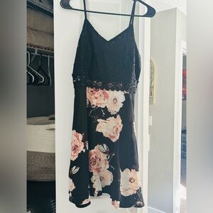New Floral Black and Pink Women's Dress
